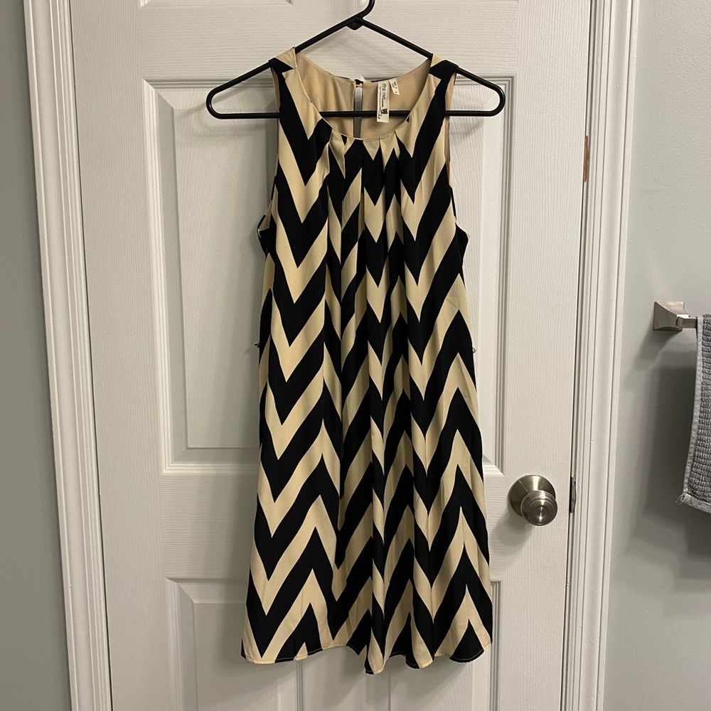 Black and cream chevron dress